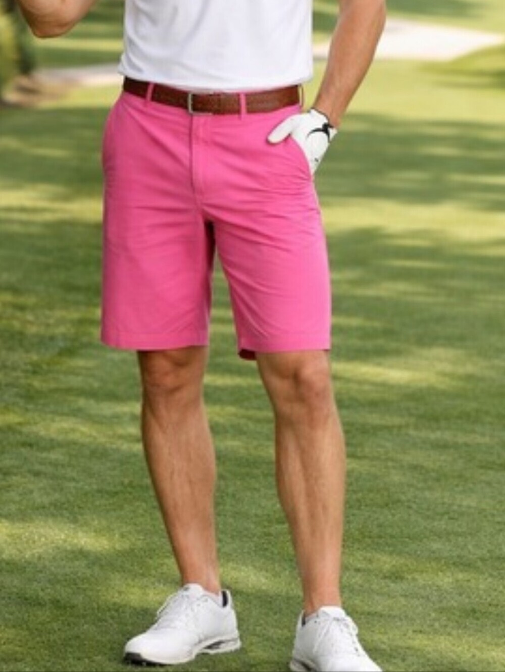 Loudmouth Men’s Pink Flat Front Golf Shorts - Size 42